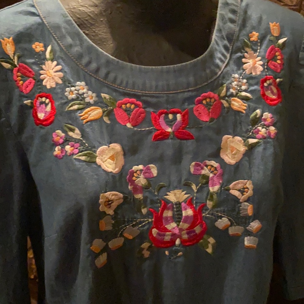 Fiesta Floral Denim Dress